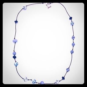 Vintage Fossil Brand Necklace, unique Blue Beads